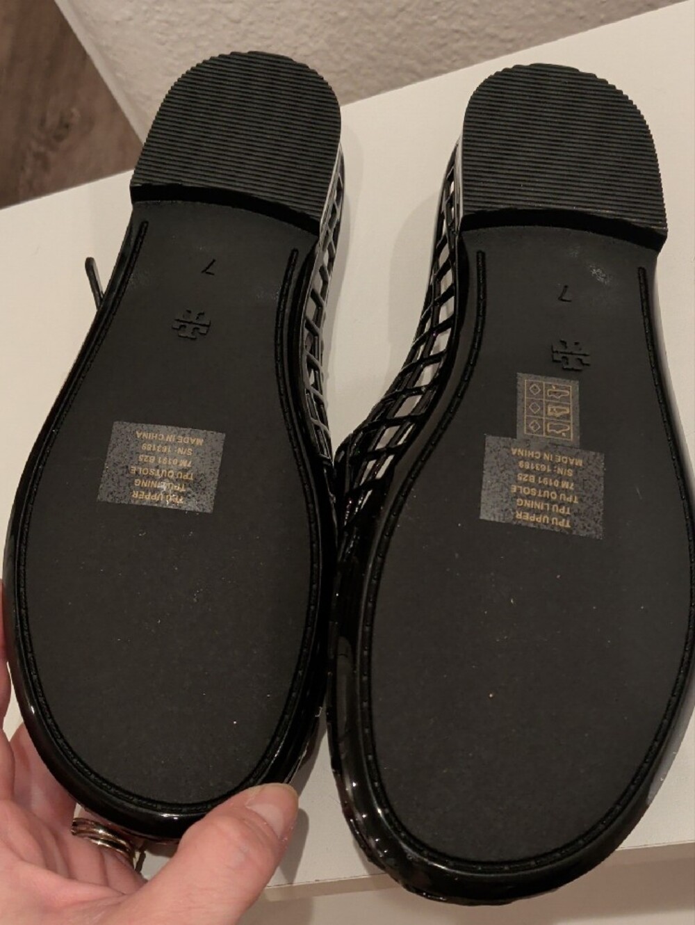 Tory Burch Black Lattice Mary Jane Mules with Gold Accent - Picture 2 of 3
